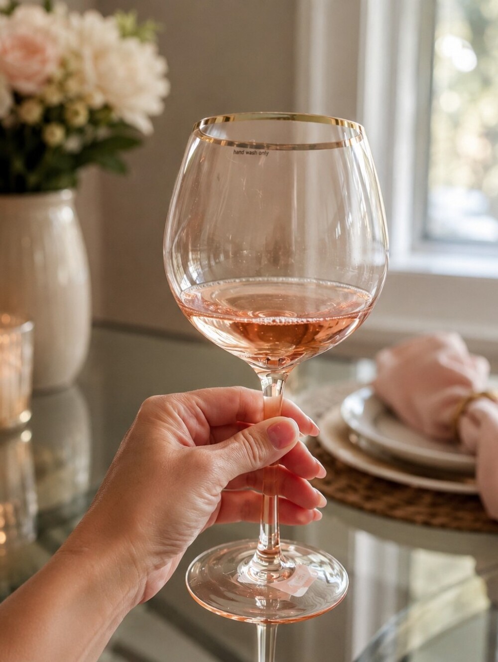 BrylaneHome Gracie Gold Rim Wine Glasses Set of 4 New in Box